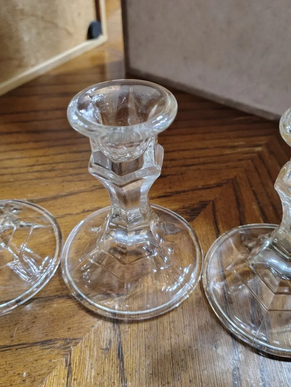 Set of Three Vintage Tapper Candle Holders  Pedestals